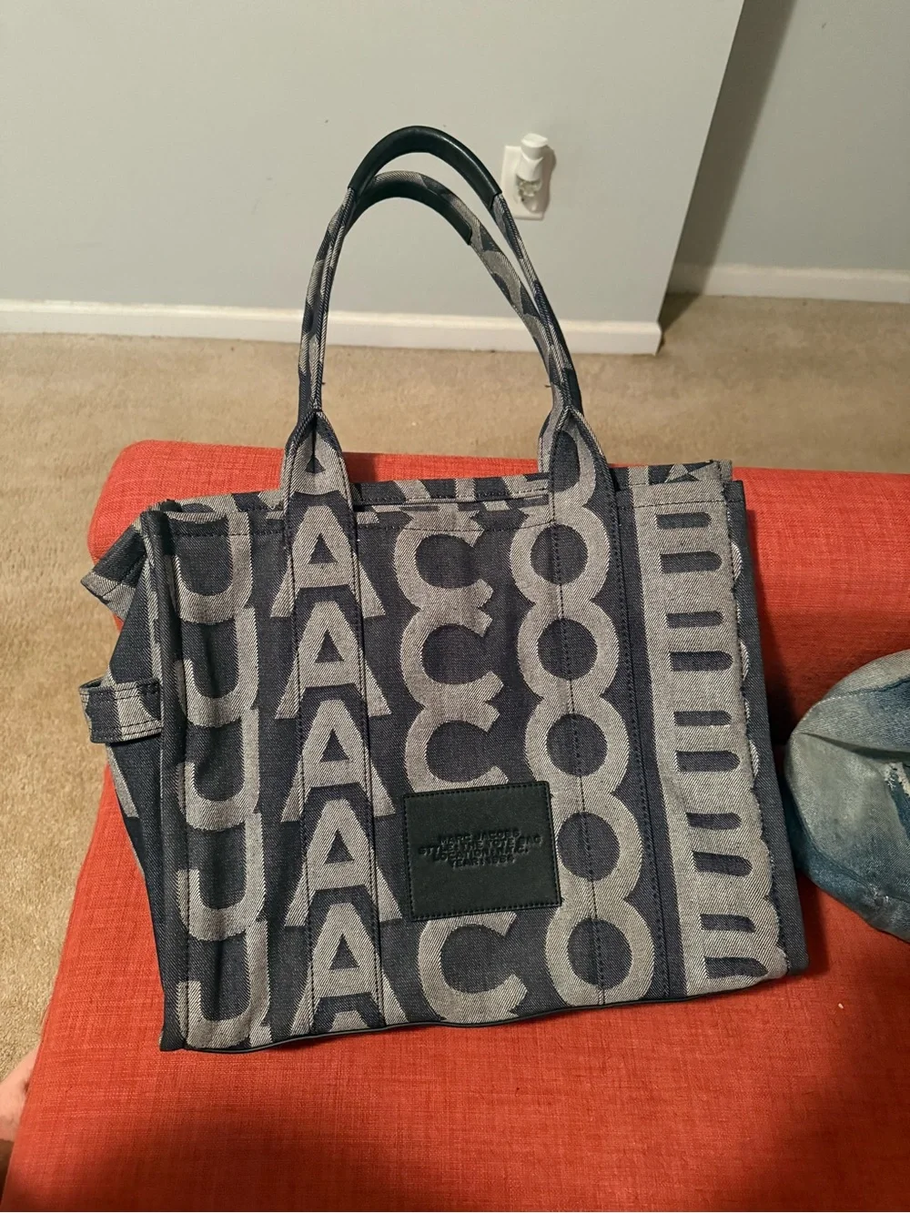 Marc Jacobs Navy and Gray Jacquard Messenger Tote
